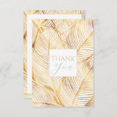 Gold Leaves White Elegant Pattern Bedankkaart (Voorkant / Achterkant)