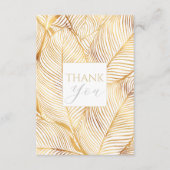 Gold Leaves White Elegant Pattern Bedankkaart (Voorkant)