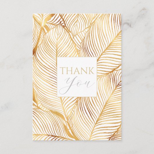 Gold Leaves White Elegant Pattern Bedankkaart (Voorkant)