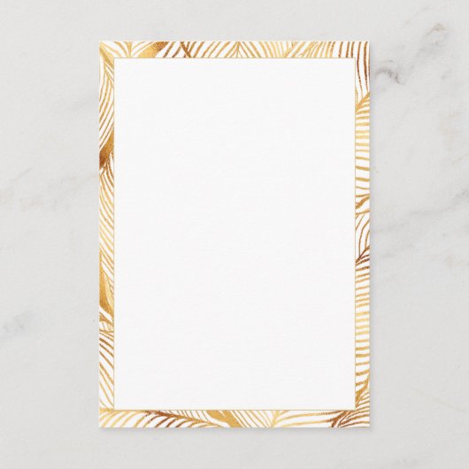 Gold Leaves White Elegant Pattern Bedankkaart (Achterkant)