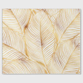 Gold Leaves White Elegant Pattern Cadeaupapier (Vlak)