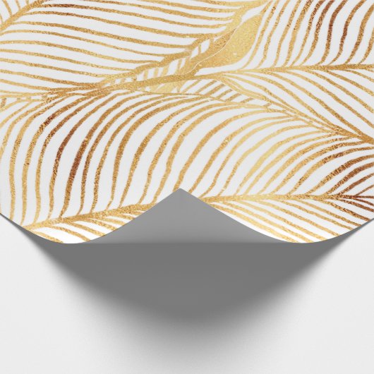 Gold Leaves White Elegant Pattern Cadeaupapier (Hoek)