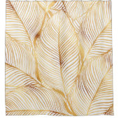 Gold Leaves White Elegant Pattern Douchegordijn (Voorkant)