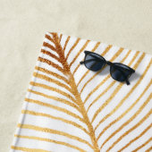 Gold Leaves White Elegant Pattern Strandlaken (In situ)