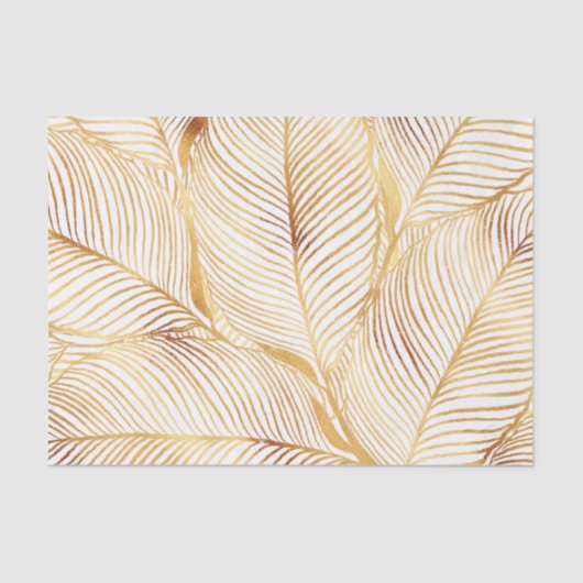 Gold Leaves White Elegant Pattern Tissuepapier (Voorkant)