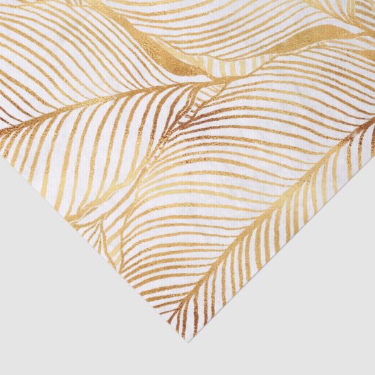 Gold Leaves White Elegant Pattern Tissuepapier (Detail)