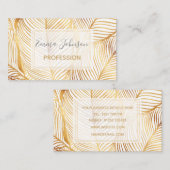 Gold Leaves White Elegant Pattern Visitekaartje (Voorkant / Achterkant)