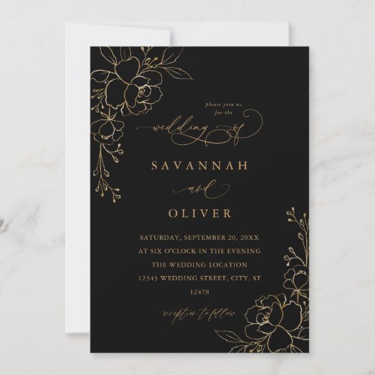 Gold led Floral Black & Gold Wedding (Voorkant)