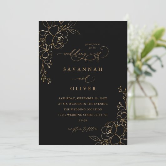Gold led Floral Black & Gold Wedding (Staand voorkant)