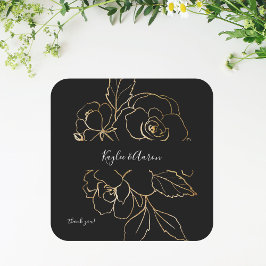 Gold led Floral Black Hartelijk dank voor uw vierk Vierkante Sticker