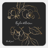 Gold led Floral Black Hartelijk dank voor uw vierk Vierkante Sticker (Voorkant)