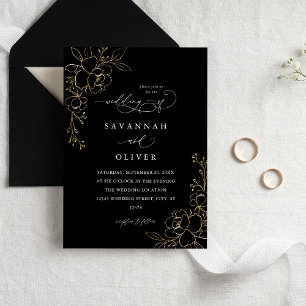 Gold led Floral Black Wedding