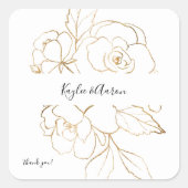 Gold led Floral Hartelijk dank, vierkant sticker (Voorkant)