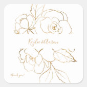 Gold led Floral White & Gold Hartelijk dank Vierkante Sticker (Voorkant)