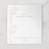 Gold led Floral White & Gold Place Card Plaatskaartje (Buitenkant ongevouwen)