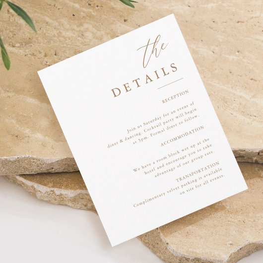 Gold legant Calligraphy Weddenschap the Details Informatiekaartje
