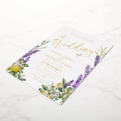 Gold Lemon & Lavender Foliage Wedding Uitnodiging (Gedraaid)