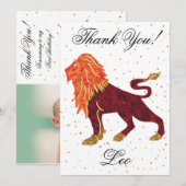 Gold Leo 1st Birthday & Big Photo Hartelijk dank Bedankkaart (Voorkant / Achterkant)