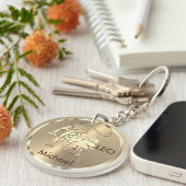 Gold Leo the Lion - Zodiac Sign Sleutelhanger (Voorkant Rechts)