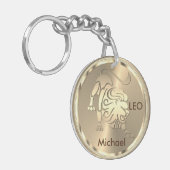 Gold Leo the Lion - Zodiac Sign Sleutelhanger (Voorkant Links)