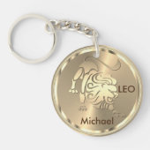 Gold Leo the Lion - Zodiac Sign Sleutelhanger (Voorkant)