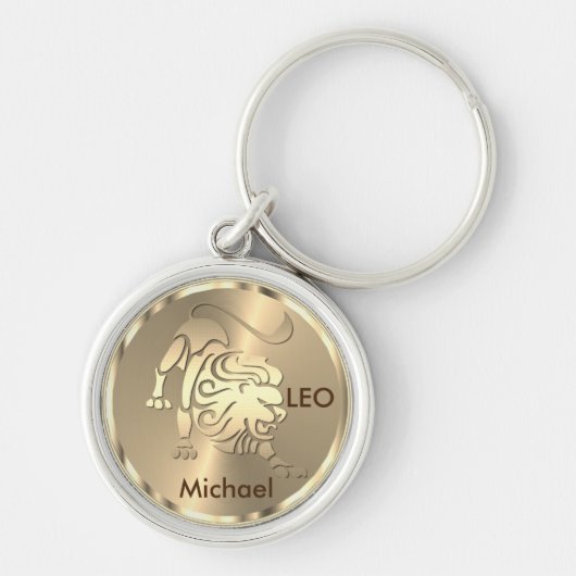 Gold Leo the Lion - Zodiac Sign Sleutelhanger (Voorkant)