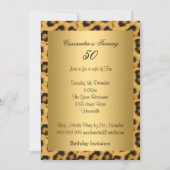 Gold Leopard 50th Birthday Invitation Kaart (Voorkant)