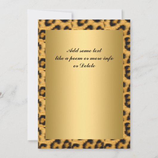 Gold Leopard 50th Birthday Invitation Kaart (Achterkant)