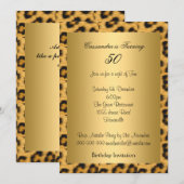 Gold Leopard 50th Birthday Invitation Kaart (Voorkant / Achterkant)