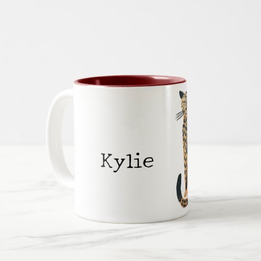 Gold Leopard Cat Tweekleurige Koffiemok (Voorkant links)