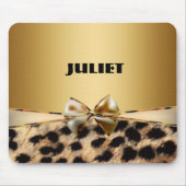 Gold Leopard Cheetah Animal Print Bow Muismat (Voorkant)