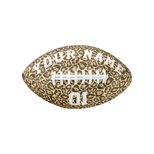 Gold Leopard Cheetah Animal Print Personalized American Football (Voorkant)