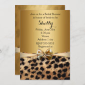 Gold Leopard Cheetah Print Bow Party Uitnodiging (Voorkant / Achterkant)
