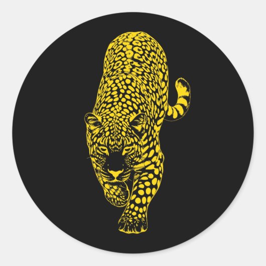 Gold Leopard Cheetah Ronde Sticker (Voorkant)