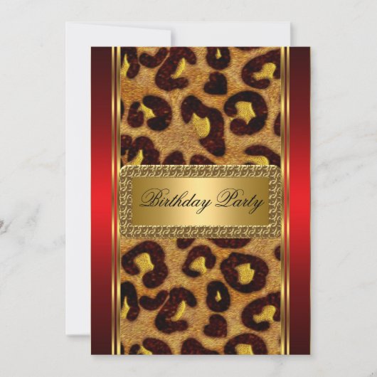Gold Leopard en Red Art Deco Kaart (Voorkant)