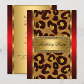Gold Leopard en Red Art Deco Kaart (Voorkant / Achterkant)