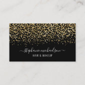 Gold Leopard Glitter Beauty Salon Visitekaartje (Voorkant)