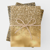 Gold Leopard Glitter Glam Inpakpapier Vel (In situ)