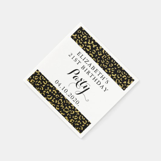 Gold Leopard, Glitter, Leopard Pattern, Birthday Servet (Hoek)