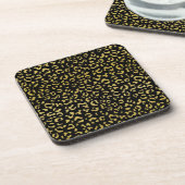 Gold Leopard, Gold Glitter, Leopard Pattern Bier Onderzetter (Linkerzijde)