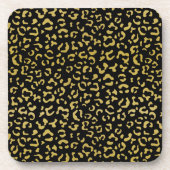 Gold Leopard, Gold Glitter, Leopard Pattern Bier Onderzetter (Voorkant)