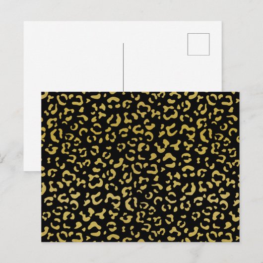 Gold Leopard, Gold Glitter, Leopard Pattern Briefkaart (Voorkant / Achterkant)