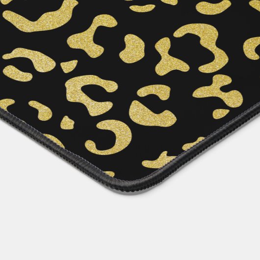 Gold Leopard, Gold Glitter, Leopard Pattern Bureaumat (Hoek)