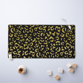 Gold Leopard, Gold Glitter, Leopard Pattern Bureaumat