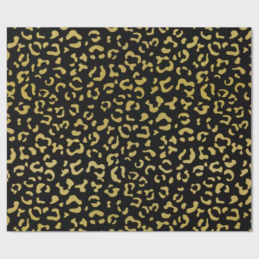 Gold Leopard, Gold Glitter, Leopard Pattern Cadeaupapier (Vlak)