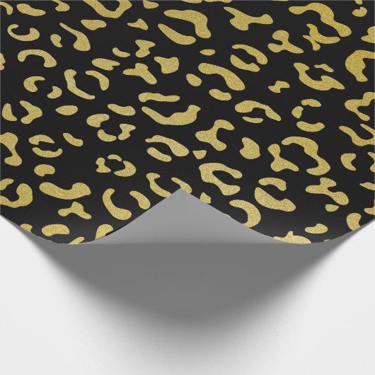 Gold Leopard, Gold Glitter, Leopard Pattern Cadeaupapier (Hoek)