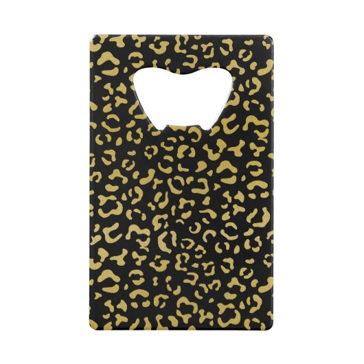 Gold Leopard, Gold Glitter, Leopard Pattern Creditkaart Flessenopener (Voorkant)