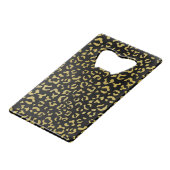 Gold Leopard, Gold Glitter, Leopard Pattern Creditkaart Flessenopener (Achterkant Gekanteld)