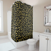 Gold Leopard, Gold Glitter, Leopard Pattern Douchegordijn (In situ)
