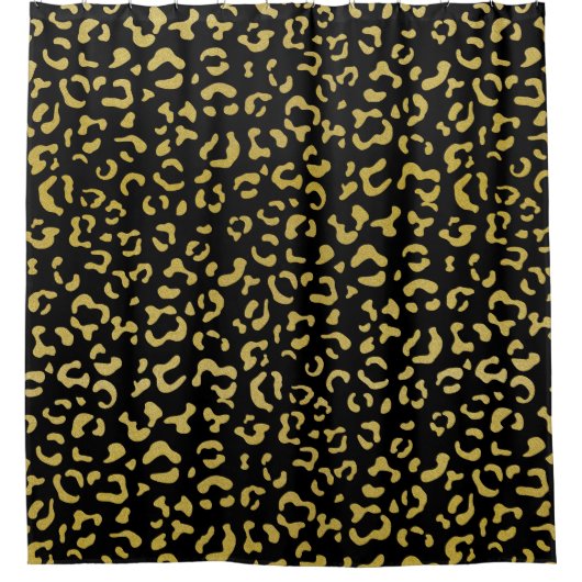 Gold Leopard, Gold Glitter, Leopard Pattern Douchegordijn (Voorkant)